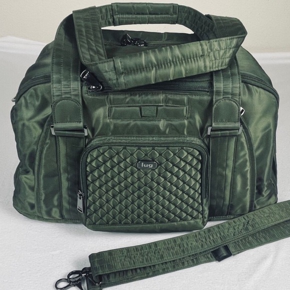 Lug Propeller Quilted Duffel Bag w/Strap Olive Green Travel Overnight Carry-on - Picture 2 of 16